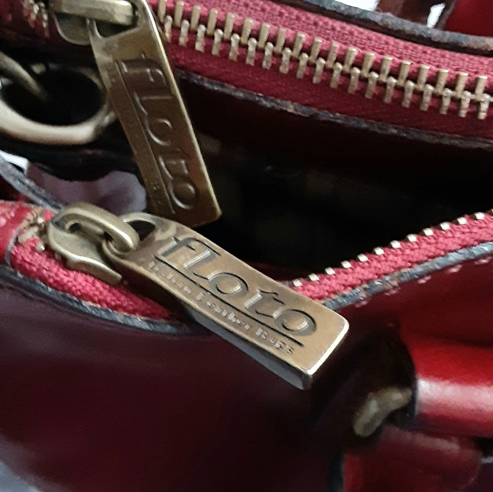 Floto red genuine leather satchel bag - Picture 6 of 16